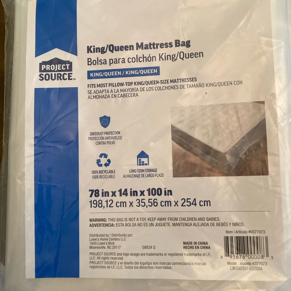 Clear Mattress Bag for King/Queen